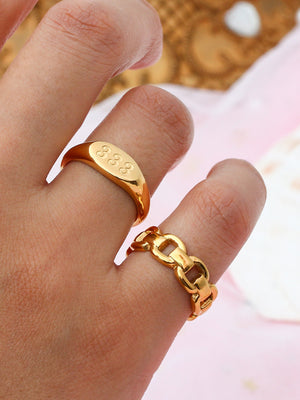 ring featuring numeric motif in Gold with 18K Gold-Plated,Stainless Steel Care instructions: Avoid wearing during exercise