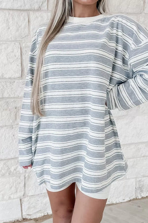 Stripe with Striped Long Sleeve Oversized T-shirt