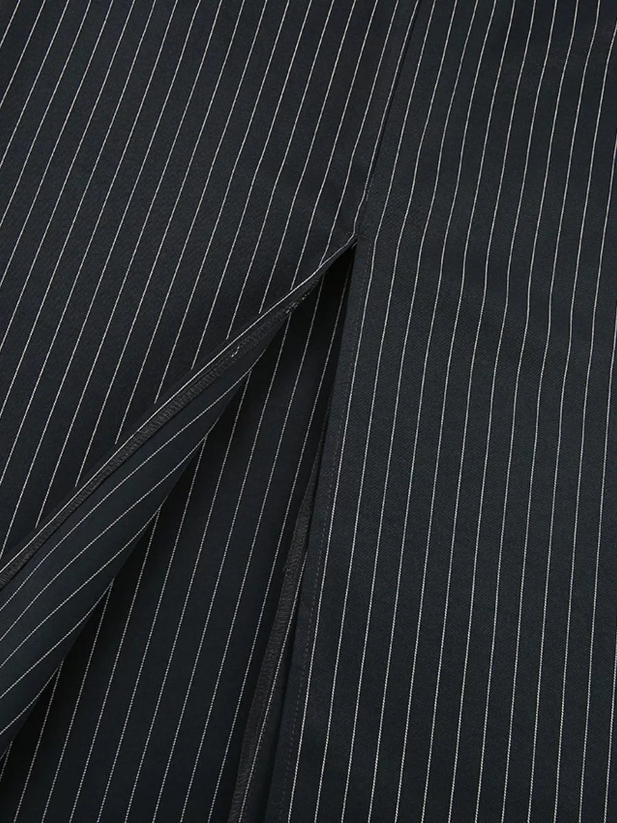 maxi skirt featuring striped in navy blue with 100% polyester Care instructions: Machine wash cold texture