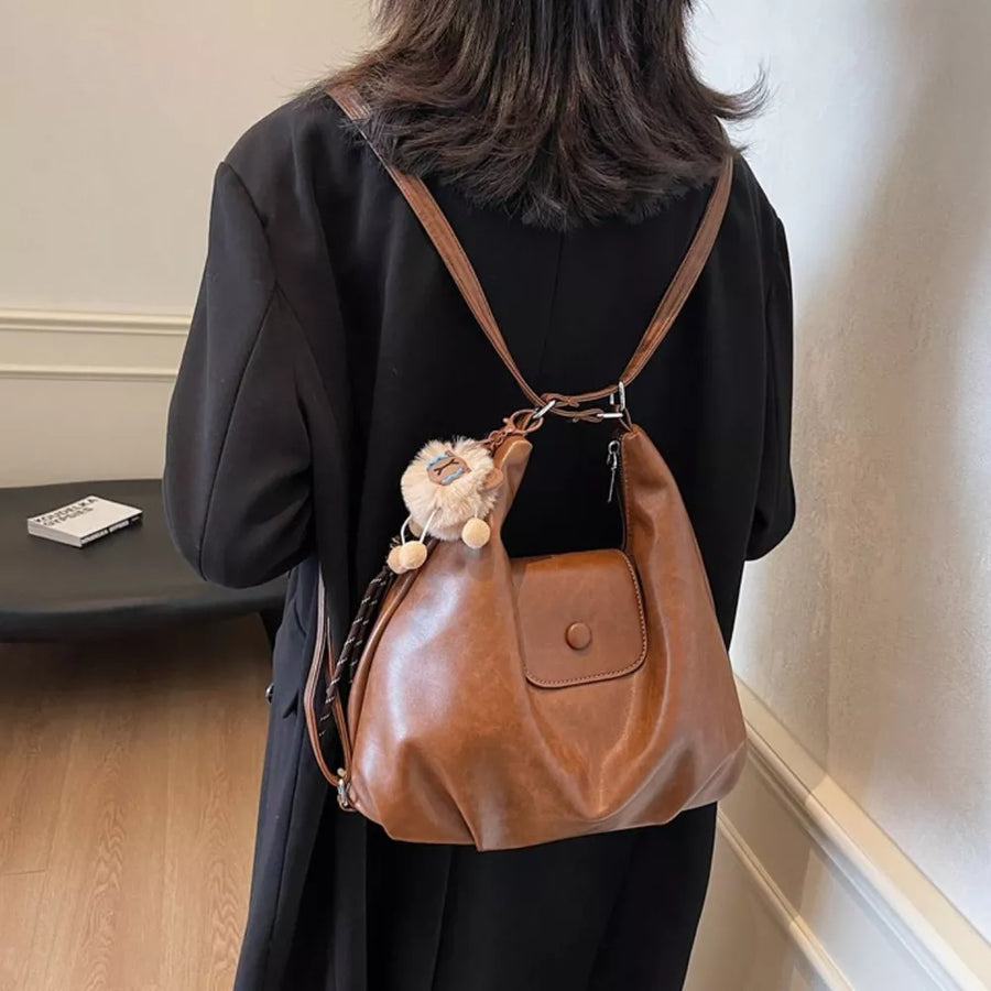 Brown with Pu Leather Medium Shoulder Bag in Brown