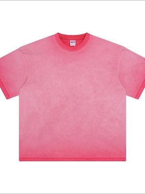 Pigment-dyed oversized tee in Hot Pink with a crew neck and short sleeves.