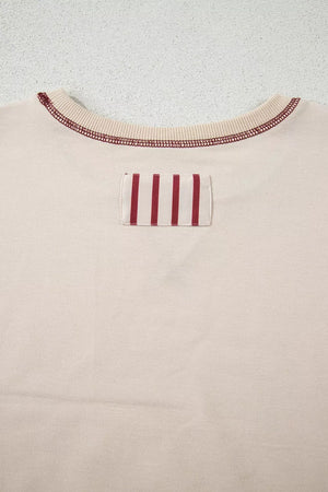 tan sweatshirt with side slit and long sleeve