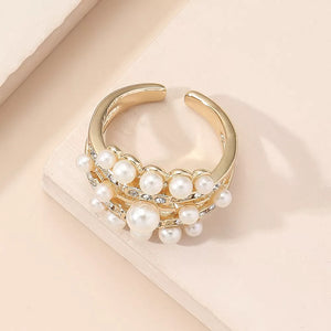 Synthetic Pearl,18K Gold-Plated,Alloy,Rhinestone Care instructions: Avoid wearin ring in Gold with open silhouette