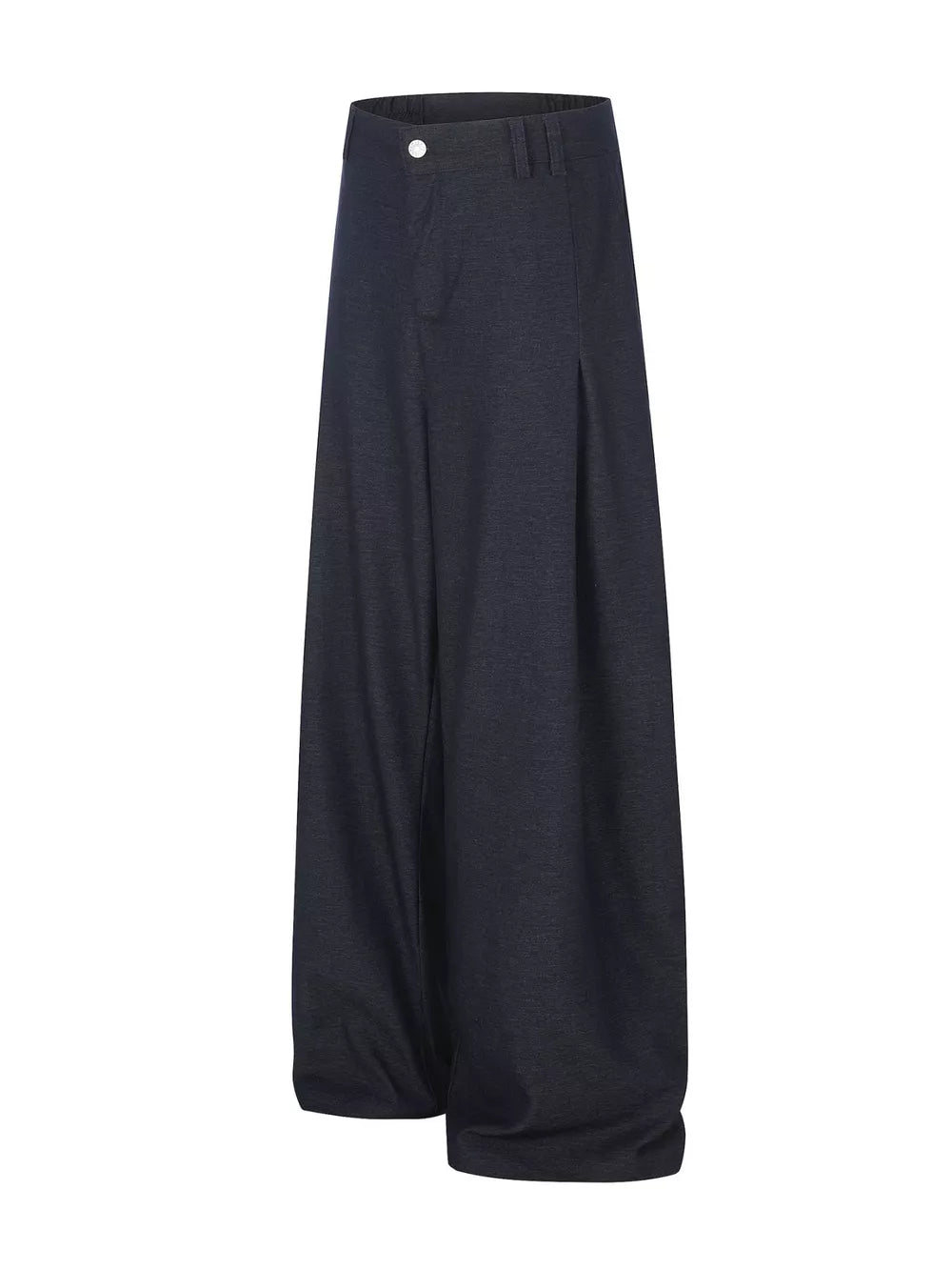 Relaxed fit dark heathered sweatpants with wide legs and front pleats.