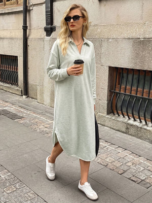 Light Gray midi dress with midi and pullover