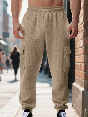 Men's Textured Cargo Joggers Plus Size in Khaki