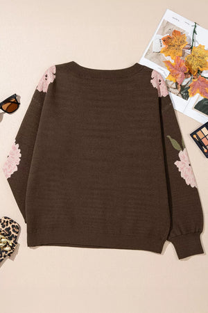 Floral Print Drop Shoulder Relaxed Sweater option 8