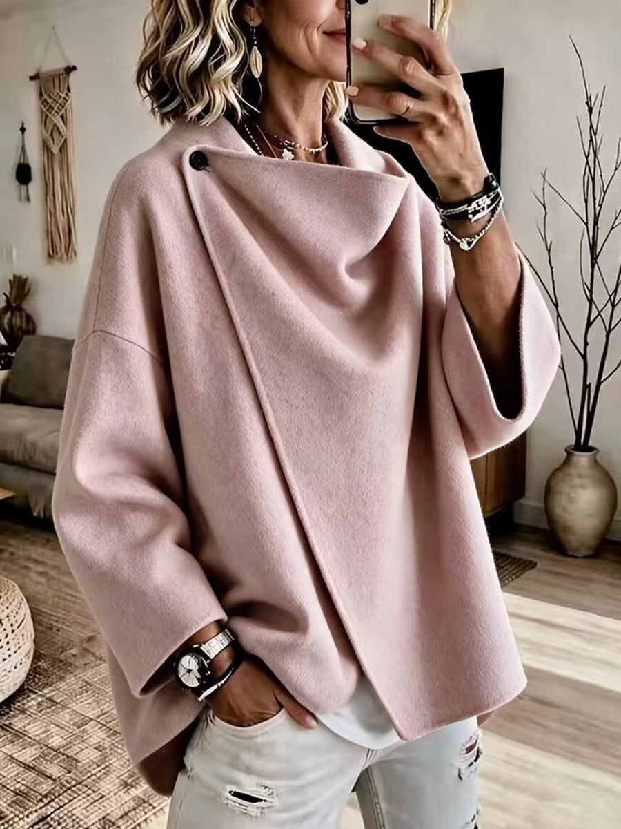 Pink cape with asymmetric and elbow sleeve