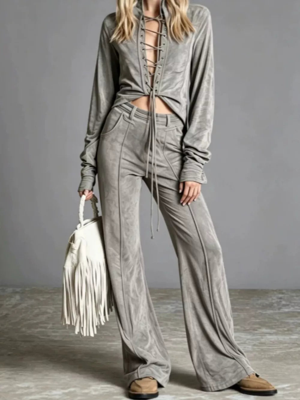 100% polyester Care instructions: Machine wash cold two-piece set in Pink with relaxed silhouette