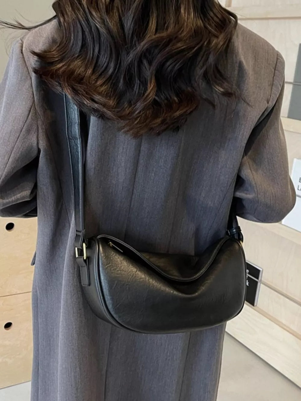 Creamy-white Adjustable Strap Crossbody Bag