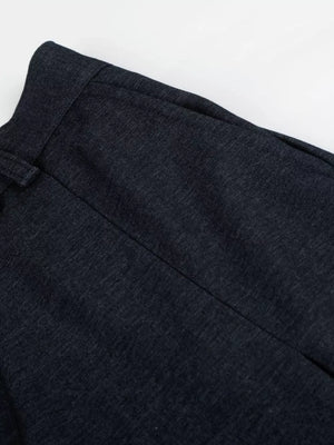 Relaxed fit dark heathered sweatpants with adjustable waistband detail.