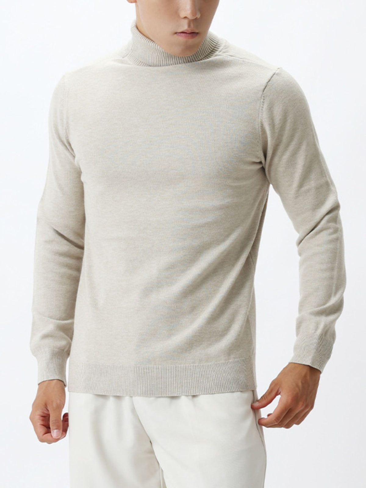 95%polyester,5%spandex Care instructions: Machine wash cold turtleneck sweater in Black with slim silhouette