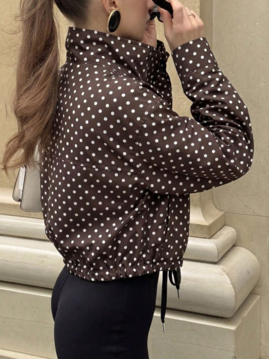 classic zip-up jacket in White with collared