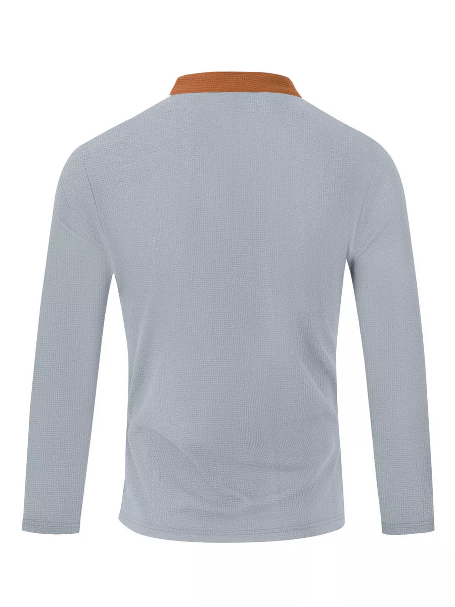 Men's Vintage Lace-up Long Sleeve Henley Plus Size in White