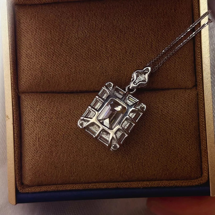 0.5 Carat Sterling Silver Geometric Necklace in this colorway