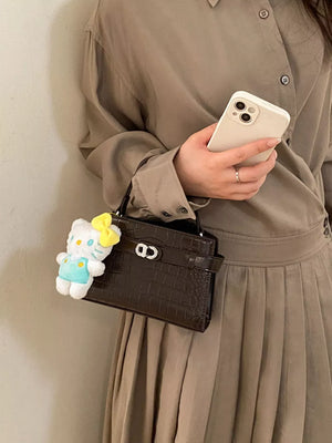 Brown with Crocodile Embossed Crossbody Bag