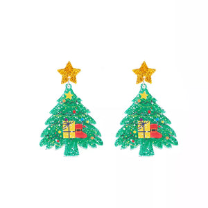 earrings in gold with novelty and glitter detail