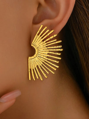 Gold earrings featuring gold-plated and geometric