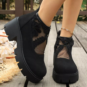Round Toe Platform Loafers in Brown