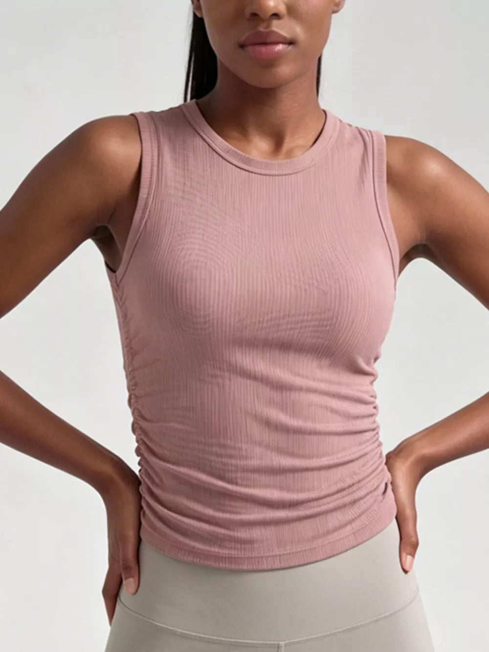 athletic tank featuring ribbed in Black with 100% polyester Care instructions: Machine wash cold texture