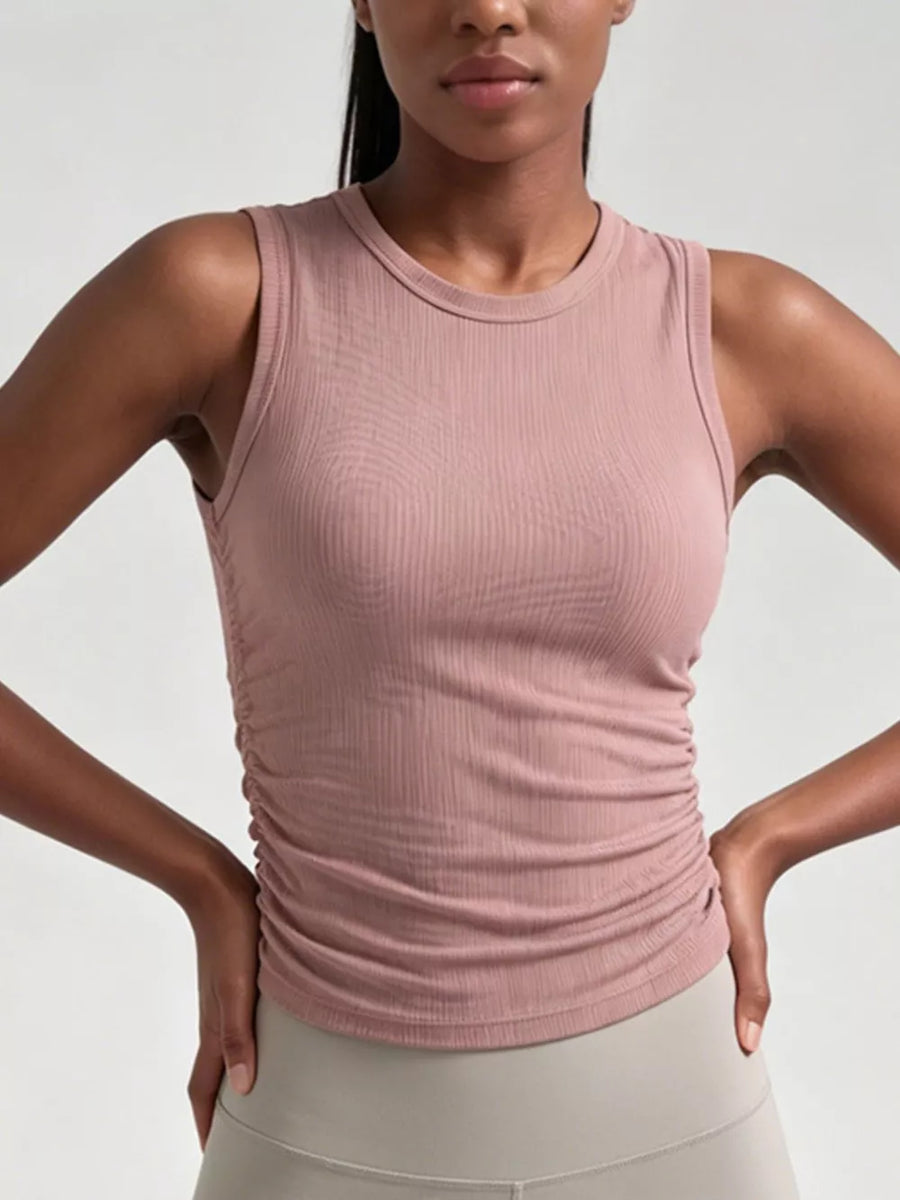 athletic tank featuring ribbed in Black with 100% polyester Care instructions: Machine wash cold texture