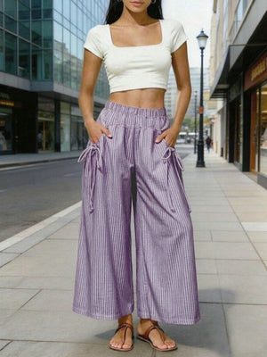 wide-leg pants in Pink with pocketed and ankle-length