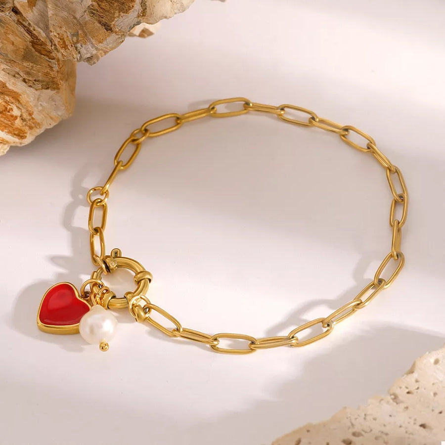Freshwater Pearl,18K Gold-Plated,Stainless Steel Care instructions: Avoid wearin bracelet in white with n/a silhouette