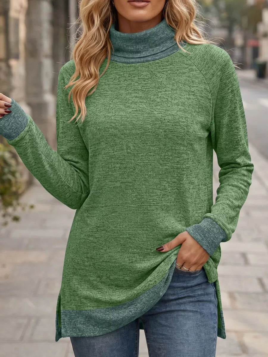 Turtleneck Raglan Sleeve T-shirt in Dark Gray with raglan sleeve