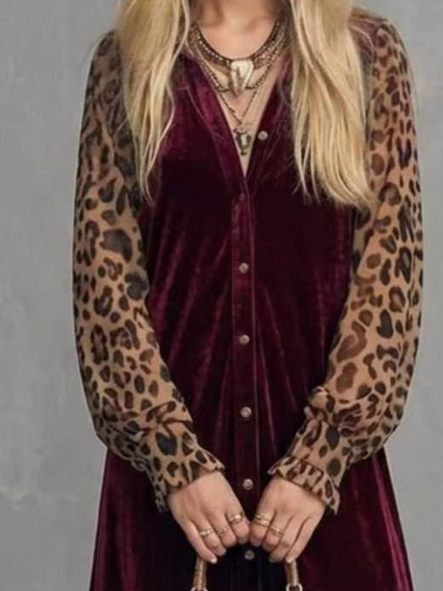 Burgundy maxi dress with maxi and button-front