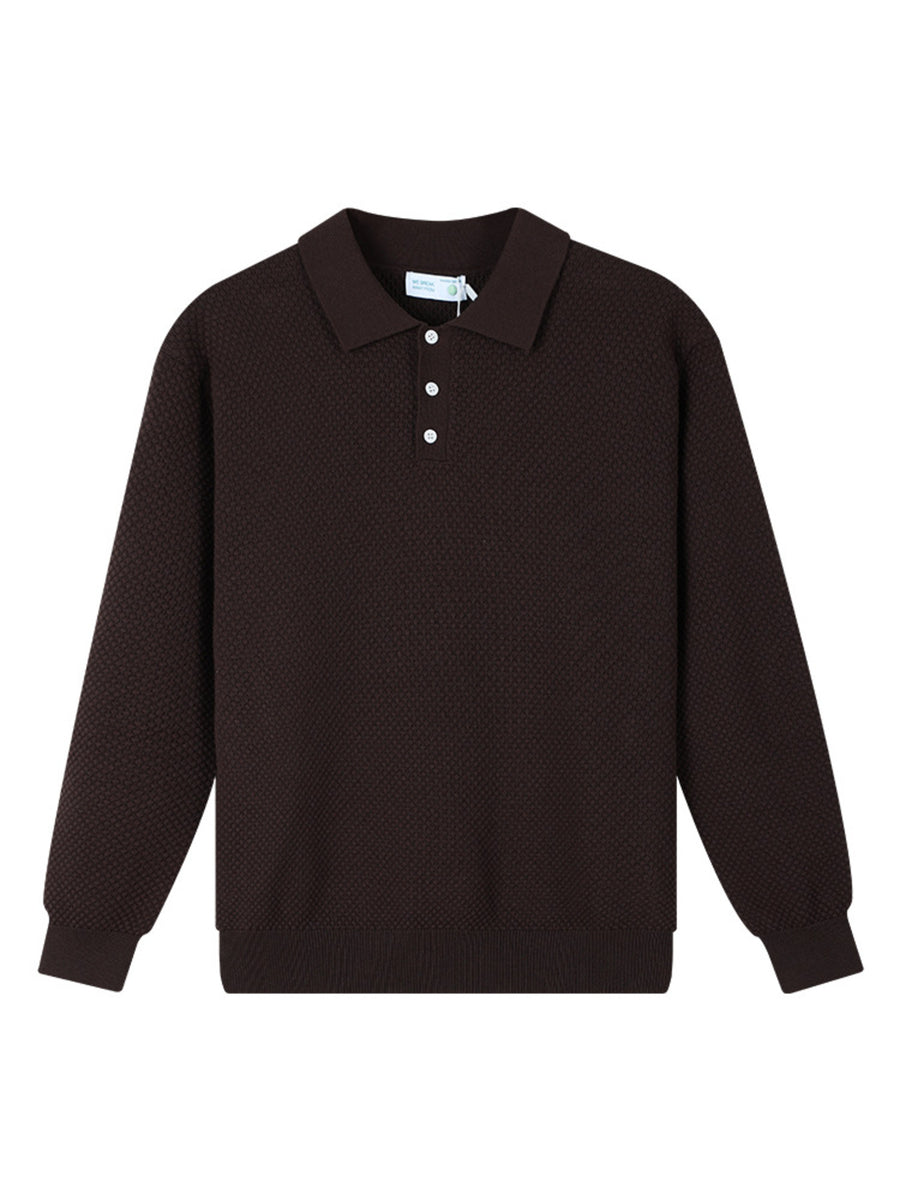 White pullover sweater with hip-length and half-button