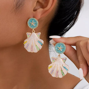 Gold earrings with dangle and post-back