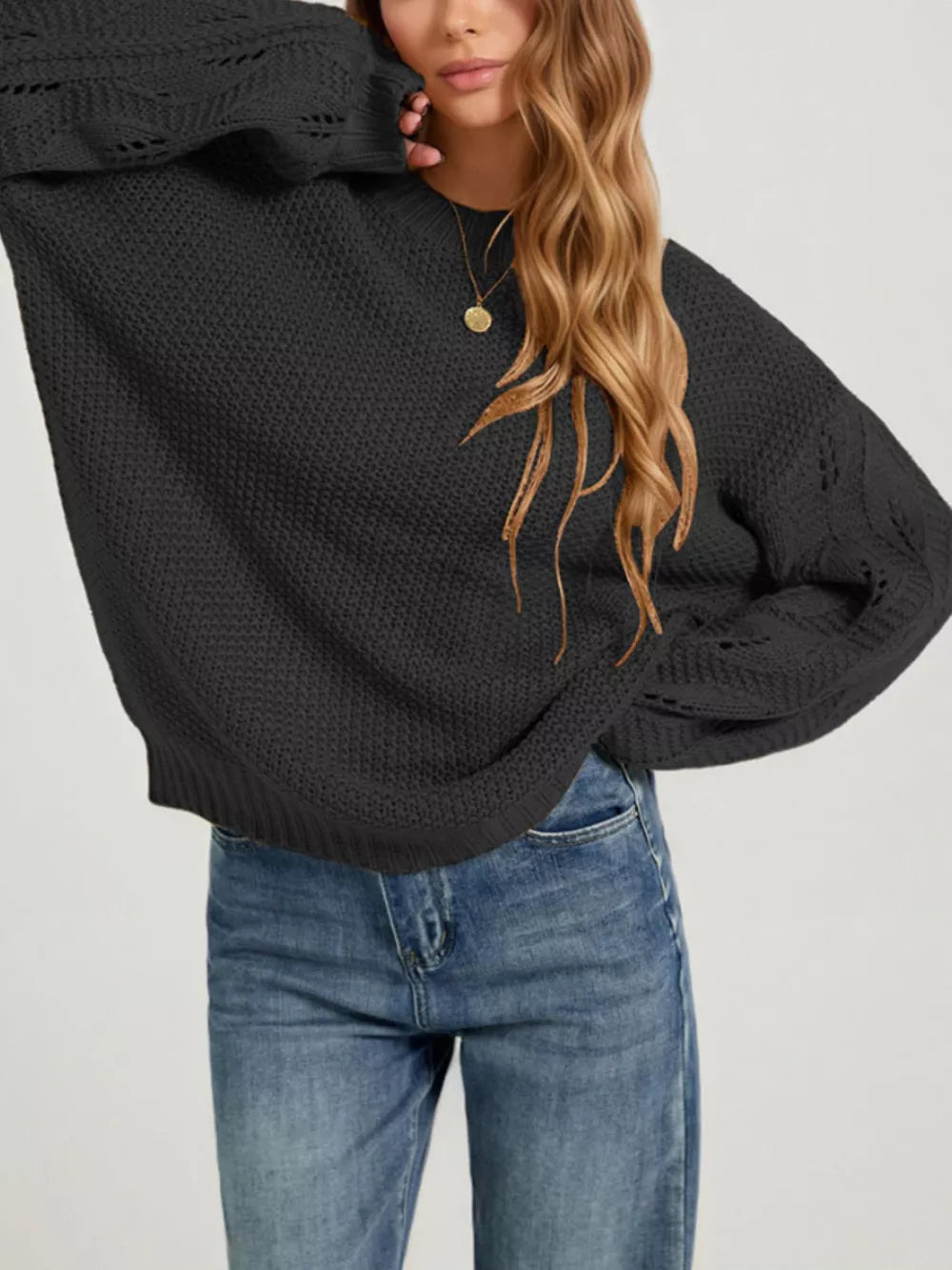 pullover sweater featuring textured in Red with 100% polyester Care instructions: Machine wash cold texture