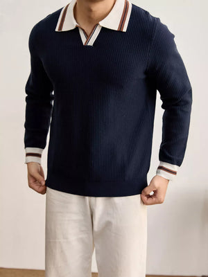 pullover sweater in Black with ribbed and hip-length