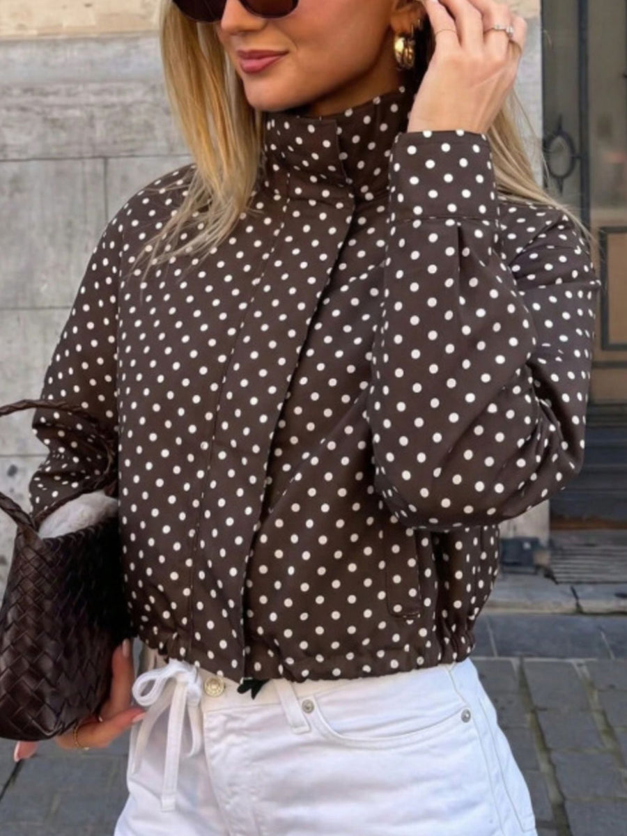 Pink zip-up jacket with cropped and zip-front