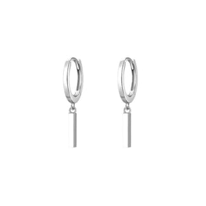 925 Sterling Silver Hoop Bar Earrings in rose gold with hoop