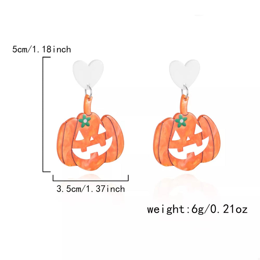 orange earrings with drop and post-back
