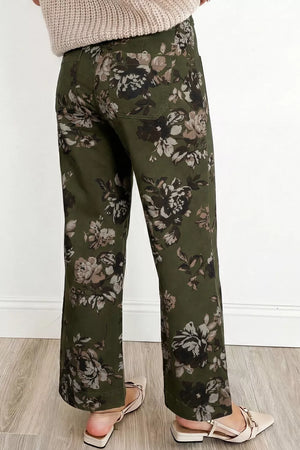 Vintage Floral Print High Waist Wide Leg Jeans option 7
