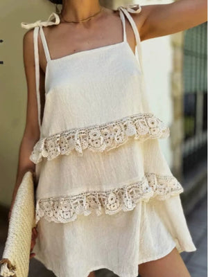 Lace Trim Spaghetti Strap Dress option 4