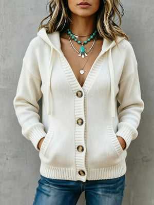 classic cardigan in White with v-neck