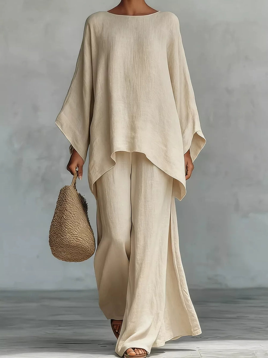Khaki Color pants set with tunic-length and pullover