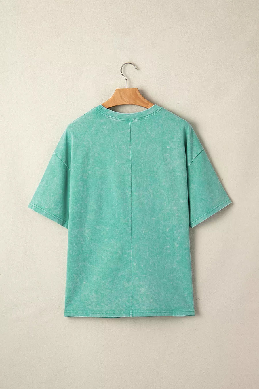 Solid Color Cotton Mineral Washed Oversize Tee in Mint Blue, view 18