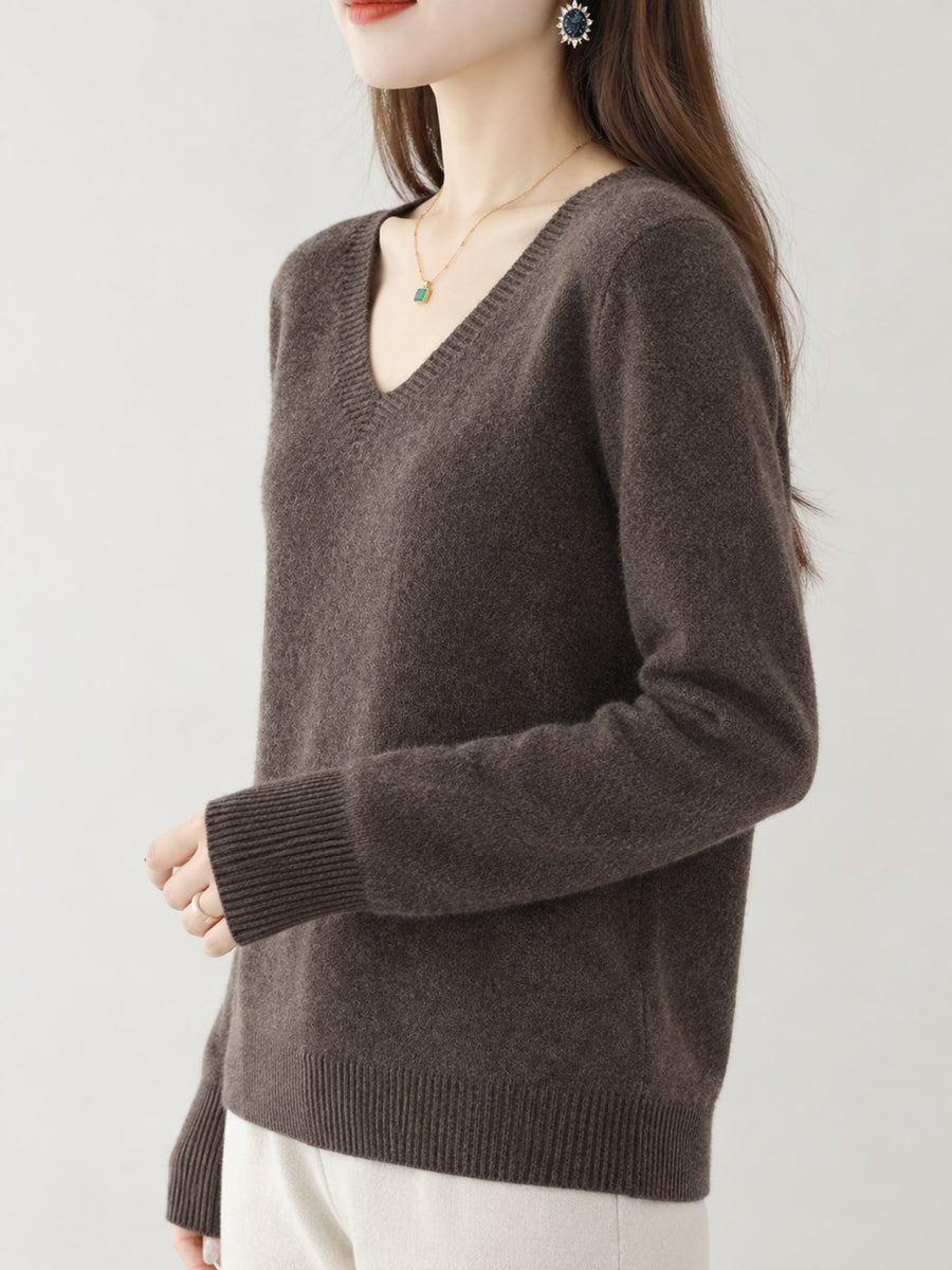classic v-neck sweater in Gray with v-neck