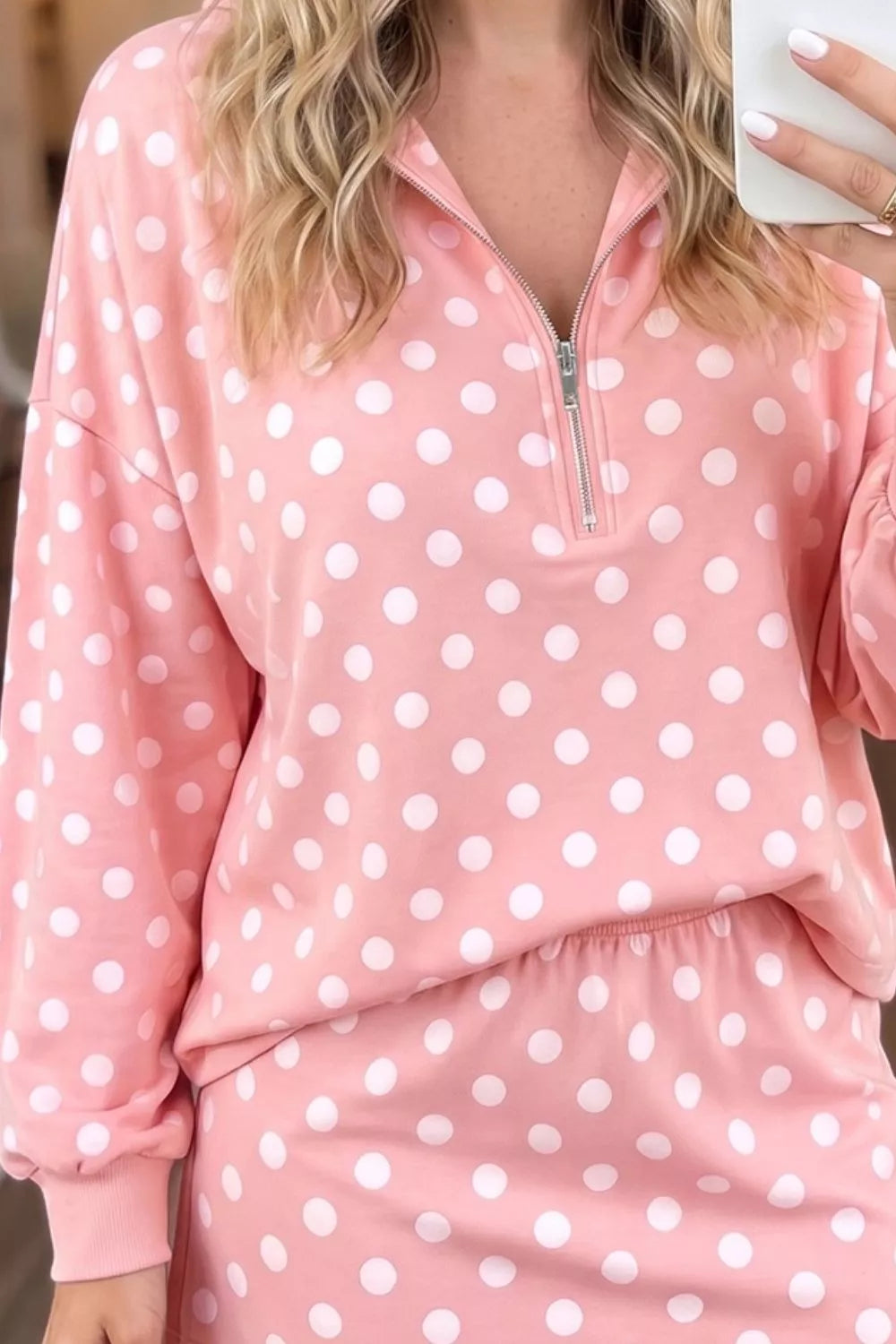 95% polyester, 5% elastane Care instructions: Machine wash cold lounge set in Pink with relaxed silhouette