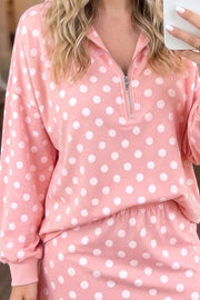 95% polyester, 5% elastane Care instructions: Machine wash cold lounge set in Pink with relaxed silhouette