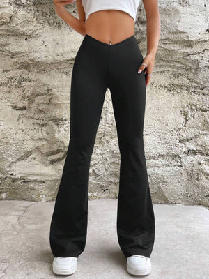 flare pants in black featuring high-waisted and flared fit
