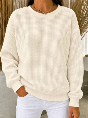 White relaxed sweatshirt with crew neck