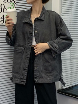 medium wash blue denim jacket