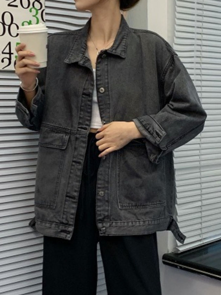 medium wash blue denim jacket