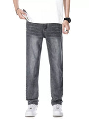 Light Gray Men's Classic Straight Fit Washed Jeans