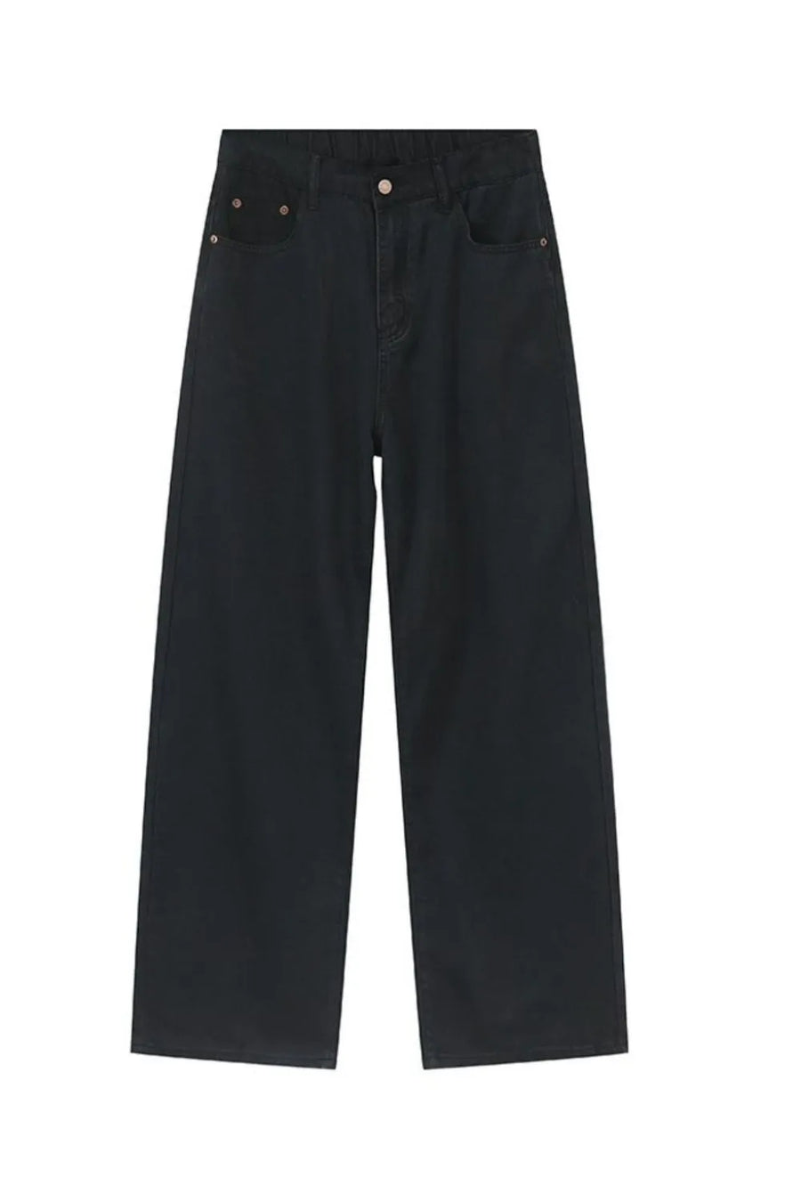 Oversized baggy dark denim jeans with a wide leg and casual fit.
